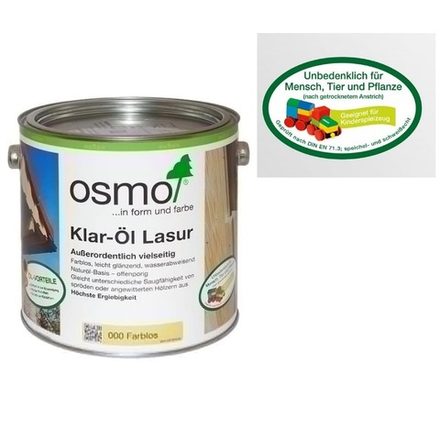 Прозрачная лазурь Osmo 000 шелковисто - матовая 0,75 л многофункциональное покрытие для древесины для наружных работ Klar-Ol Lasur Osmo-000-0,75 11600001