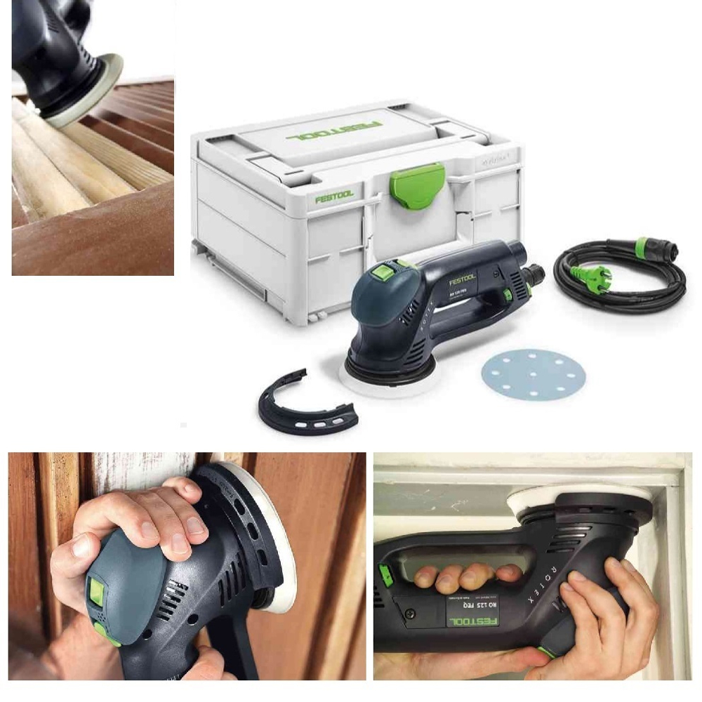 ХИТ! Эксцентриковая шлифовальная машинка с редуктором FESTOOL ROTEX RO 125 FEQ-Plus для грубого, тонкого шлифования и полирования в систейнере Systainer SYS3 M 187 576029