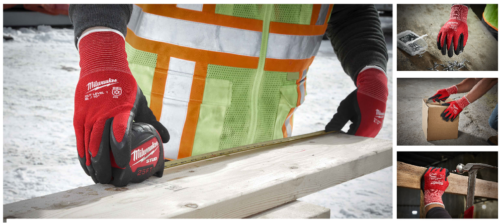 Новинка! Перчатки зимние с защитой от порезов 1 пара MILWAUKEE Winter Cut level (Винтер Кат Левел) 1 уровень 1/A, размер L / 9 4932471344