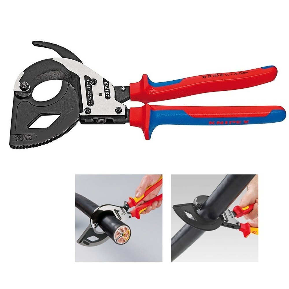 Кабелерез 320 мм с трещоткой, 60 мм (600 мм2, MCM 1200) 95 32 320 KNIPEX KN-9532320