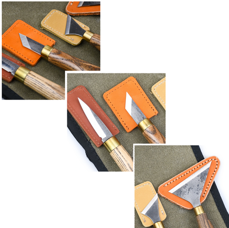 Новинка! Набор для резьбы по дереву 4 предмета ПЕТРОГРАДЪ N8 для геометрической резьбы в скрутке М00016093