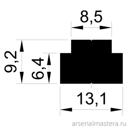 ХИТ! Профиль ползуна алюминиевый Т-образный 13 мм анодированный, серебро матовое 0,75 м Woodwork TR013.750