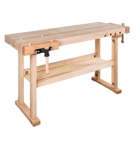 Новинка! Чешский верстак столярный деревянный 1210 х 650 х 850 мм столешница из массива бука 80 мм 2 тисков York 22 отверстий 20 мм под фиксаторы PINIE HeavyDuty1200D20