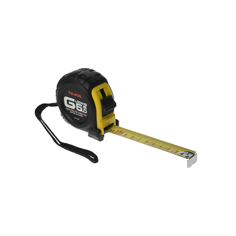 Новинка! Рулетка японская TAJIMA G LOCK 5 м / 25 мм, черно - желтый цвет, обрезин.корпус, двухсторонняя лента G5P50MT