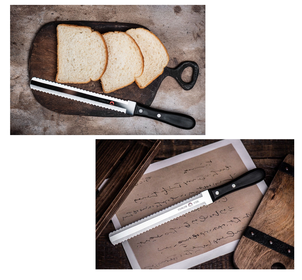 Новинка! Японский Кухонный нож TOJIRO FUJI CUTLERY Серия Special series для замороженных продуктов, костей, хрящей, длина ножа 315 мм, лезвия 190 мм, сталь Мо-V, рукоять термопластик, заточка серрейтор FG-3400