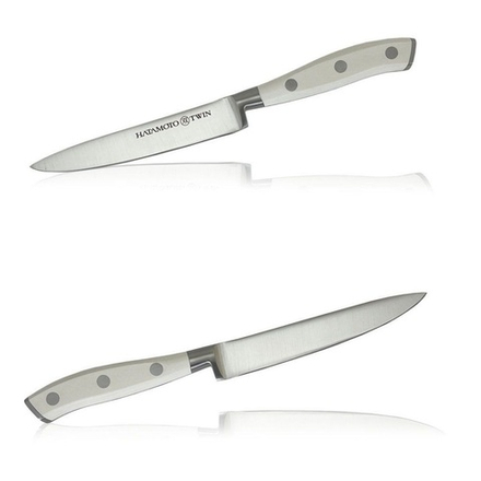 ХИТ! Универсальный Нож японский Hatamoto Twin длина лезвия 120 мм, сталь AUS-8, 1 слой, рукоять PVC, заточка 8000 Tojiro TW-015