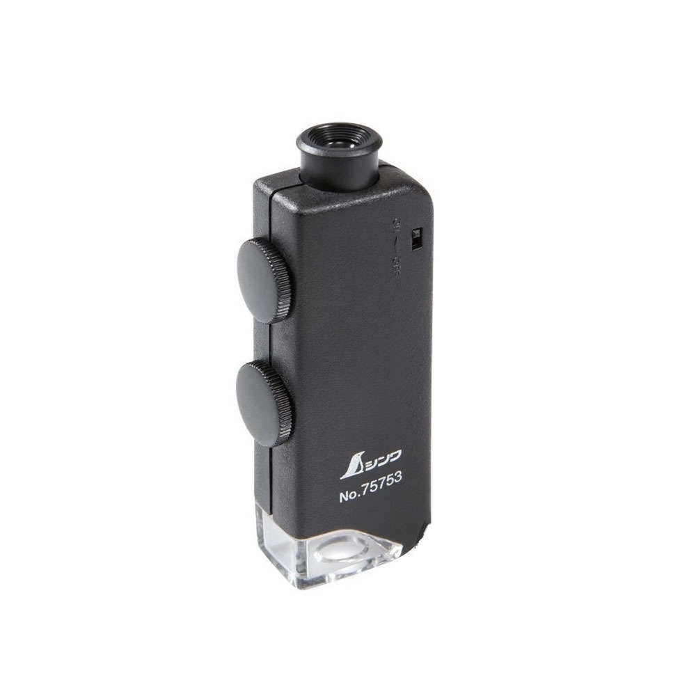 ХИТ! Карманный микроскоп Pocket Microscope светодиодная подсветка, 60 - 100 кратное увеличение 75753 Shinwa М00016887