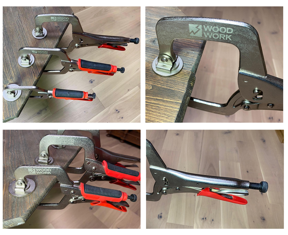 Новинка! Клещи С-образные / струбцина / ручные тиски 280 мм Woodwork, с рычагом для раскрытия, глубоким захватом, регулируемым зевом и круглыми плавающими губками HLC-11