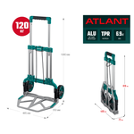 Новинка! Складная хозяйственная тележка KRAFTOOL ATLANT грузоподъемность до 120 кг, алюминий, платформа 48,5 х 35 см, колеса d 18 см, вес 6,9 кг 38751-120