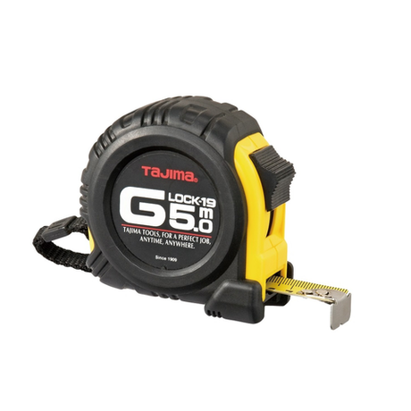 Новинка! Рулетка японская TAJIMA G LOCK 5 м / 25 мм, черно - желтый цвет, обрезин.корпус, двухсторонняя лента G5P50MT