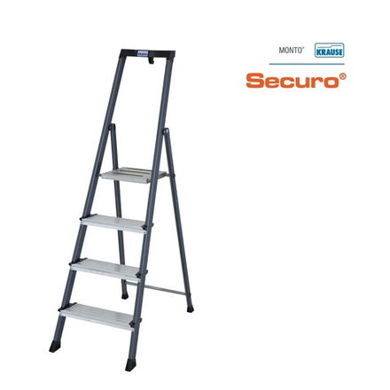 Стремянка анодированные боковины 4 ступени MONTO SECURO Krause 126429