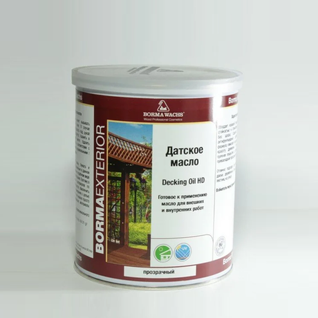 Новинка! Масло датское Borma Decking Oil 1 л Бесцветное для наружных работ, для садовой мебели, веранд, террас, дверей, заборов 4971