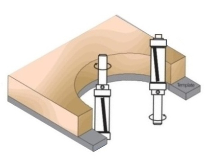 ХИТ! Фреза концевая обгонная для работы по шаблону D 19 B 32 Z 2 копир 2 подшипника верх и низ хвостовик 12 мм WPW FPS5192
