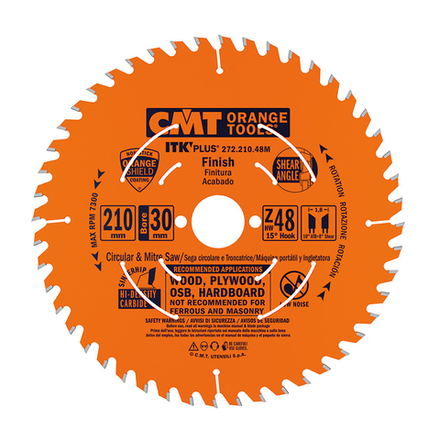 Новинка! Диск пильный ультратонкий универсальный CMT 210 x 30 /25 x 1,8 / 1,2 15 гр. 10 гр. ATB 8 гр. SHEAR Z 48 272.210.48M