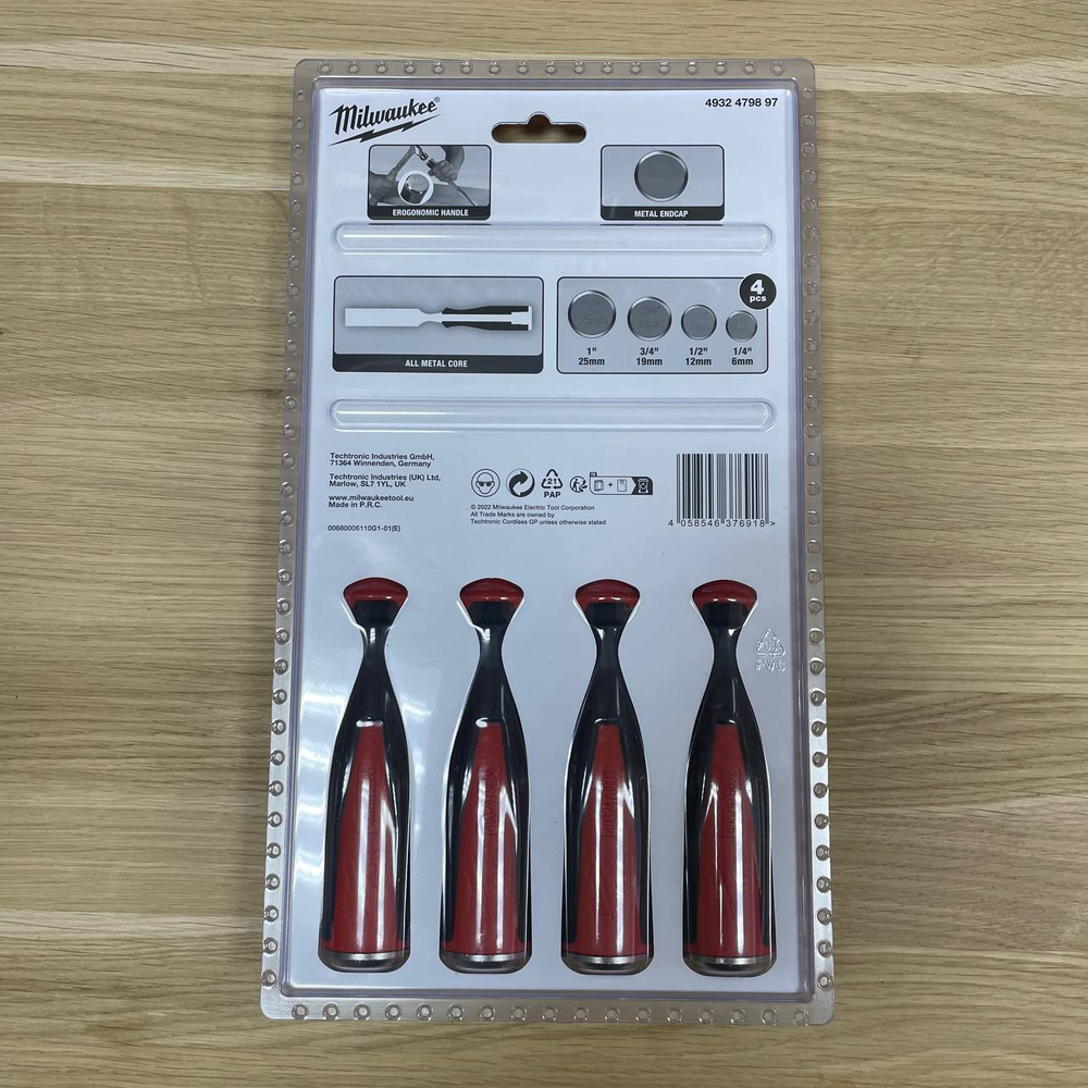 ХИТ! Набор плоских стамесок 4 шт 6, 12, 19, 25 мм Milwaukee 4932479897
