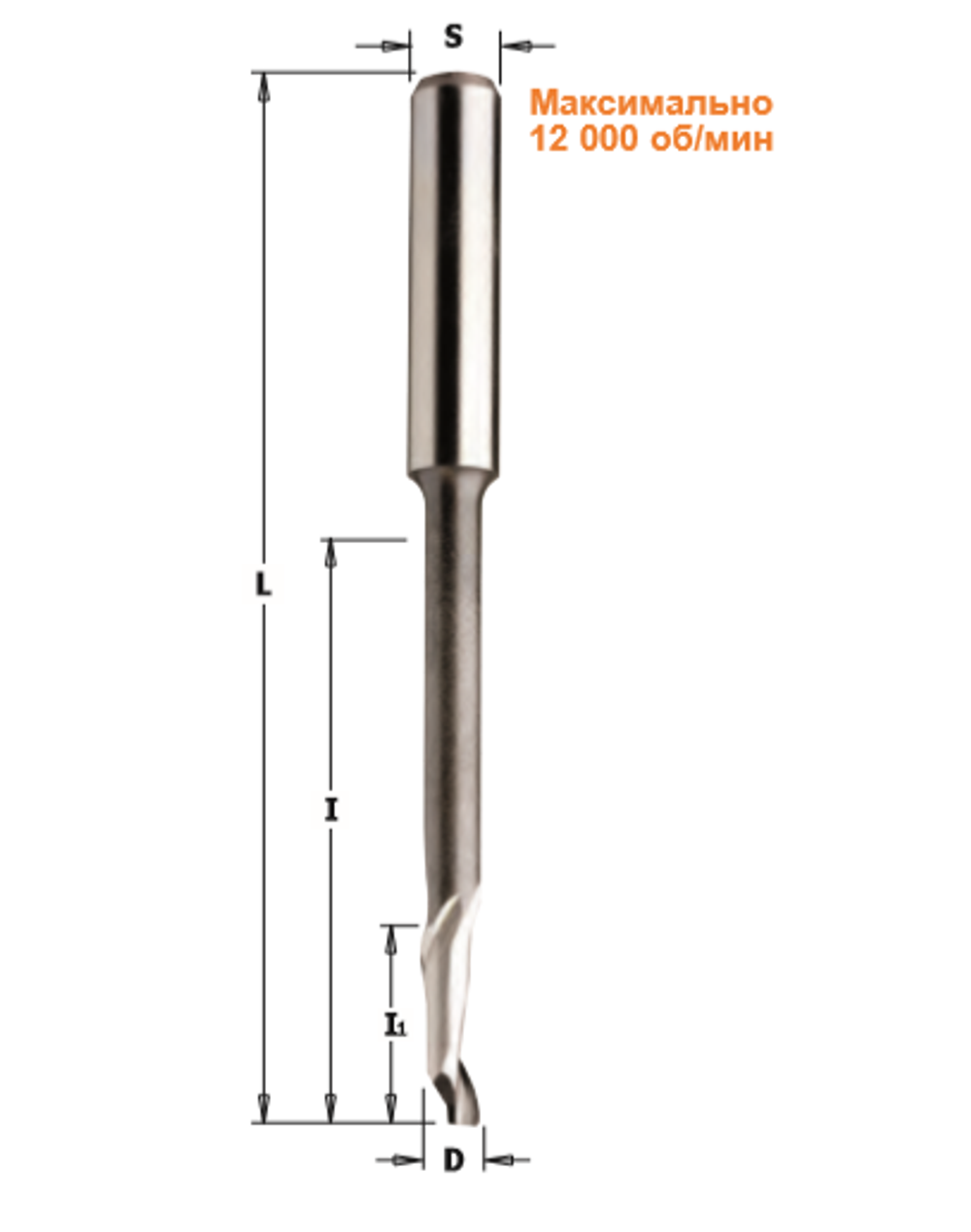 ХИТ! Фреза спиральная по алюминию HSS/Co Z1 S8 D 5 x 16 / 55 x 90 RH CMT 189.052.51