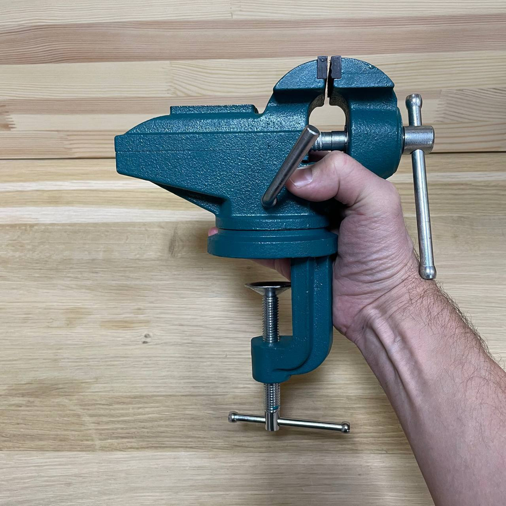 Тиски стальные настольные прецизионные на струбцине для точных работ Mini, ширина губок 65 мм, рабочий ход 90 мм KRAFTOOL 32713-75