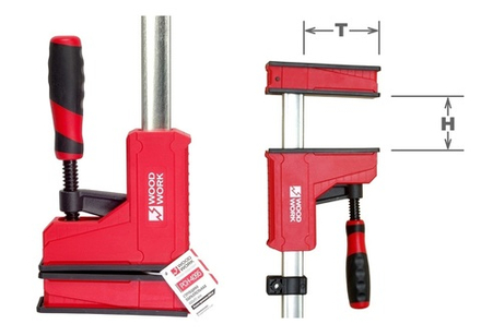 ЗИМА ДЕШЕВЛЕ ХИТ! Комплект 2 шт Струбцины параллельные корпусные усиленные 1200 х 95 мм, усилие 600 кг Woodwork PCH-1295