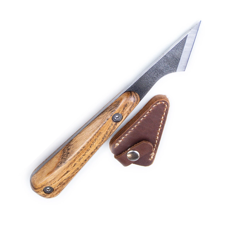 Новинка! Нож ремесленный ПЕТРОГРАДЪ косая заточка 30 градусов, ПРАВАЯ заточка, кожаный чехол М00013991