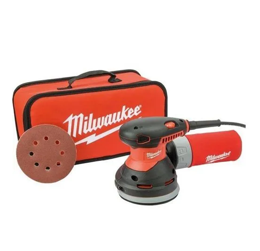 Новинка! Электрическая эксцентриковая шлифовальная машина ручная Milwaukee ROS 125 E 300 Вт эксцентриковая 125 мм 5", шлифовка дерева, металла, пластика, в сумке 4933433180