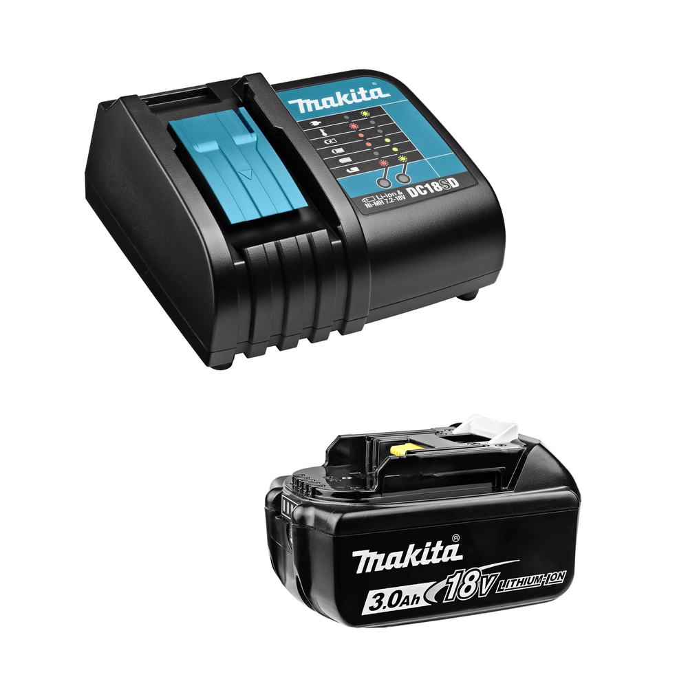 Новинка! Набор питания Makita SF: Аккумулятор BL1830B Li-Ion, 18 В, 3 Ач, Зарядное устройство для зарядки Li-Ion блоков с номинальным напряжением 14.4 В и 18 В DC18SD 191A23-6