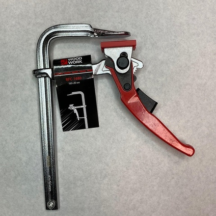 ХИТ! Струбцина кованная F-тип 160 х 80 мм c рычажной рукояткой Woodwork RFC-1680
