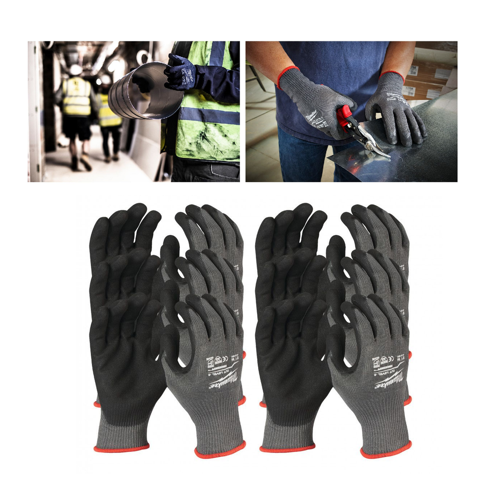 АКЦИЯ ФОКУС-ПЛЮС! Перчатки 12 пар с защитой от порезов 5 уровень Milwaukee Cut Level 5, размер L/9 4932471623