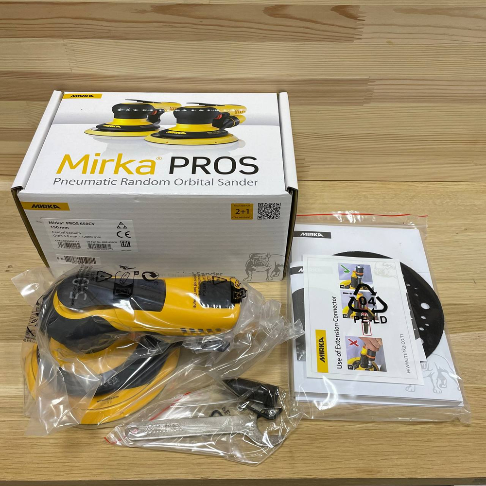 Шлифовальная пневматическая машинка для профессионального шлифования MIRKA PROS 650CV 150 мм орбита 5 мм 8995650111