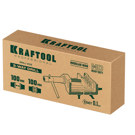 Новинка! Станочные сверлильные тиски трехсторонние KRAFTOOL 100 мм, для закрепления деталей при обработке на фрезерных, сверлильных, шлифовальных и других станках 32716-100