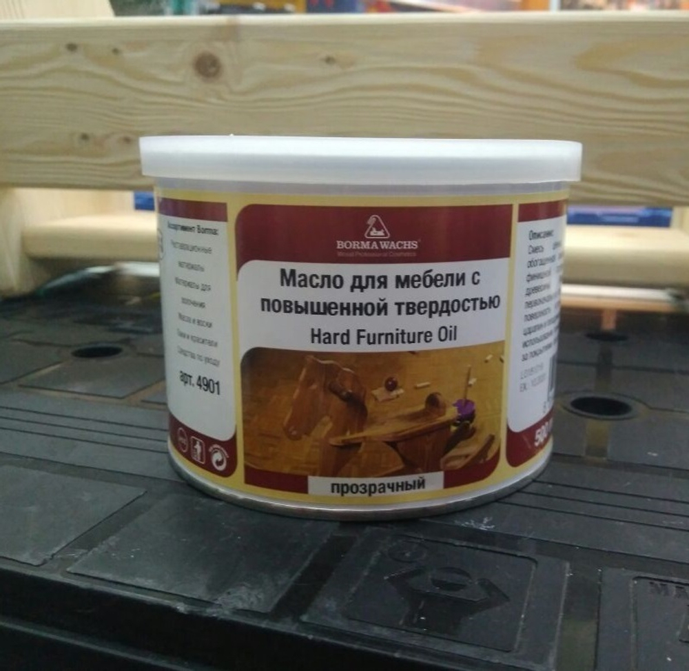 СКИДКИ ХИТ! Масло для мебели Hard Furniture Oil Mobiloil с повышенной твердостью 500 мл прозрачный для внутренних работ Borma 4901