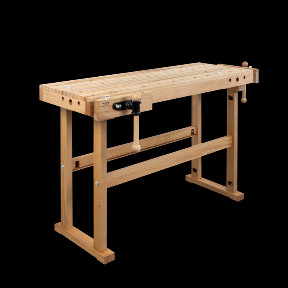 Новинка! Чешский верстак столярный деревянный PINIE Starter 1190 х 630 х 860 мм, столешница из массива бука 90 мм, 2 чугунных тисков York, 24 отверстий 20 мм под фиксаторы Starter1200D20