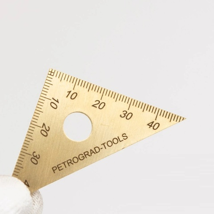 ХИТ! Угольник разметочный треугольный малый плоский латунный углы 90, 45, 45 градусов 90 х 45 х 45 мм ПЕТРОГРАДЪ М00020969