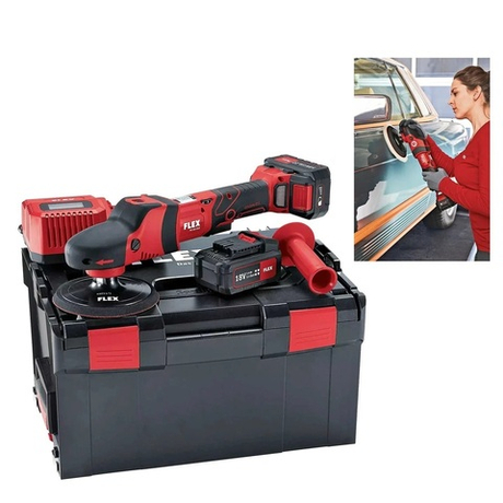 Новинка! Комплект PE 150 18.0-EC/5.0 Set Полировальная машина аккумуляторная Диск 150 мм, 2 аккумулятора 5.0 Ah AP 18.0/5.0, Зарядное устройство CA 10.8/18.0 в кейсе FLEX 447153