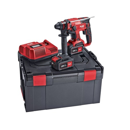 Комбинированный аккумуляторный перфоратор CHE 18.0-EC/5.0 Set с двумя аккумуляторами 5.0 Ah AP 18.0/5.0, быстрозарядное устройство CA 10.8/18.0 в кейсе Flex 461768