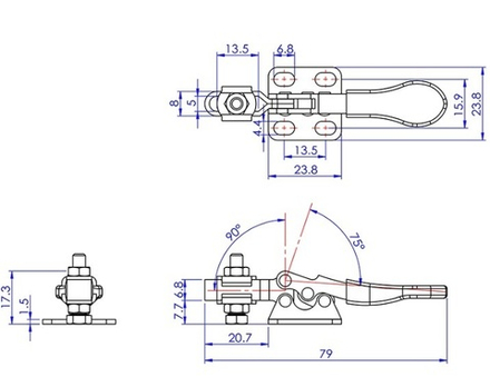 Зажим механический с горизонтальной ручкой усилие 27 кг Woodwork GH-201