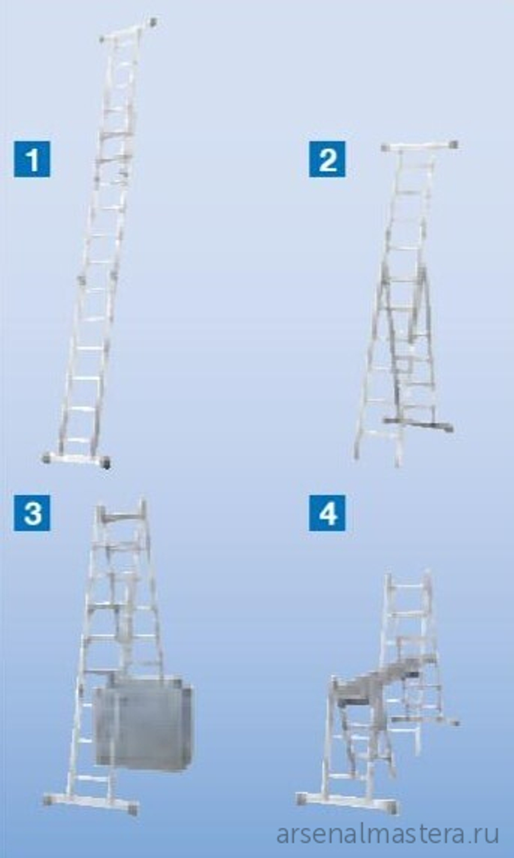 Шарнирная комбинированная лестница - стремянка Krause STABILO 2x3 и 2x6 133922
