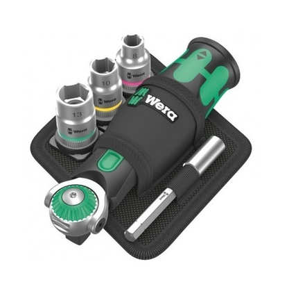 АКЦИЯ ВЕСНА 2026! Набор 18 предметов ГОЛОВКИ и БИТЫ с трещоткой, Универсальный держатель, удлинитель 8009 Zyklop Pocket Set 2 WERA WE-004281