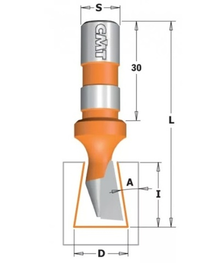 Фреза ласточкин хвост 9 гр Z1 D14 x 18 S12 x 30 RH CMT 522.140.11