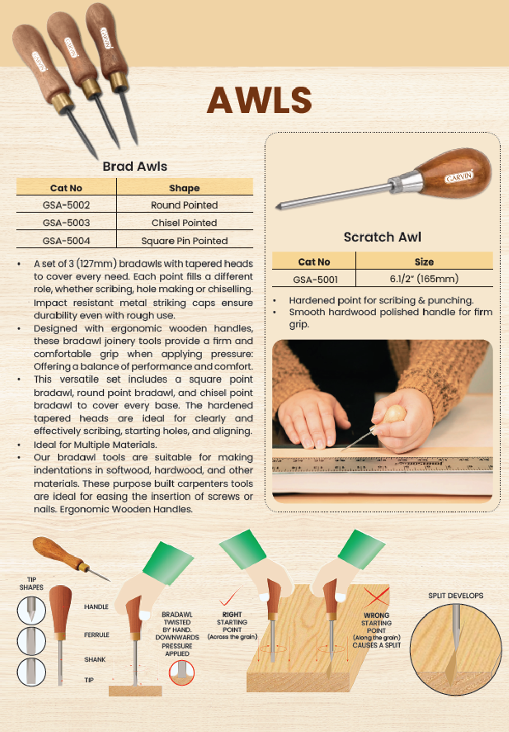 Новинка! Шило Scratch Awl 165 мм GARVIN SSA-5001