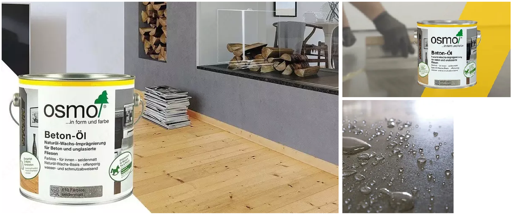 Новинка! Масло для бетона, стяжек, искусственного и природного камня, неглазурованной плитки Osmo Beton-Ol 0,22 л, 610 бесцветное шелковисто - матовое, для внутренних работ 11500118_2