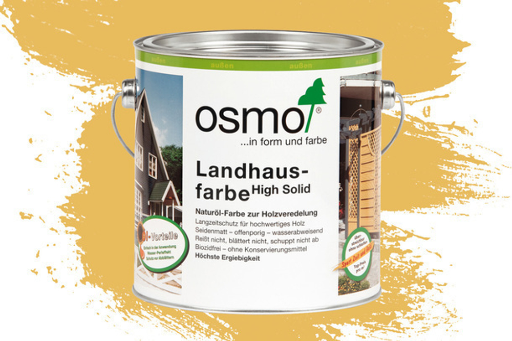 Непрозрачная краска для наружных работ Osmo 2205 ярко-жёлтая 2,5 л Landhausfarbe Osmo-2205-2.5 11400058
