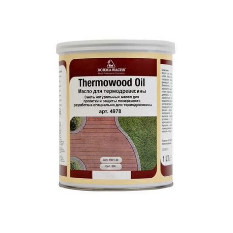 Новинка! Масло для термодревесины Thermowood Oil для наружных работ, обогащено УФ-фильтрами и антисептическими добавками цвет 59 средний 1 л Borma 4978ME