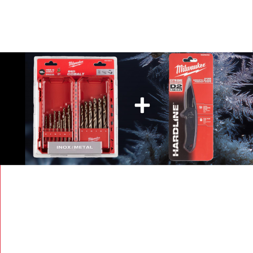ВМЕСТЕ ВЫГОДНЕЕ! Комплект Набор сверл по металлу 19 шт 4932493867 плюс Нож складной выкидной 4932492452 MILWAUKEE ACC2511007