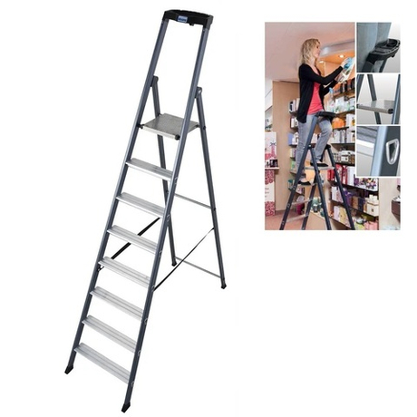 Стремянка свободностоящая анодированная MONTO SEPRO S 8 ступеней KRAUSE 124227