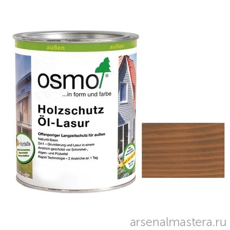 ХИТ! Защитное масло-лазурь для древесины Osmo 707 Орех 0,75 л Holzschutz Ol-Lasur для наружных работ Osmo-707-0,75 12100010