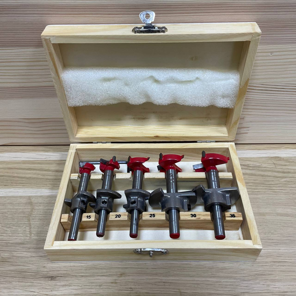 ХИТ! Набор 5 шт. сверл форстнера с регулируемым ограничителем врезания PROCUT Greencut 15, 20, 25, 30, 35 мм в коробке DL01005