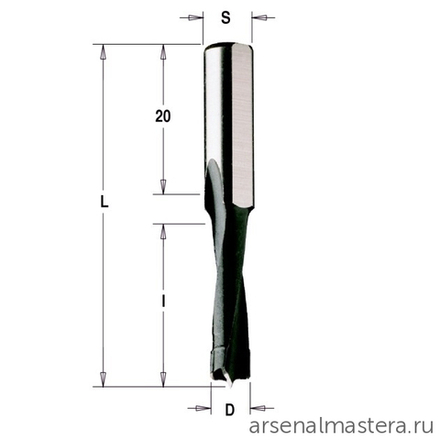 Фреза - сверло для дюбельного фрезера Mafell D 8 l 30 L 58 S 8 вр. RH CMT 312.080.11