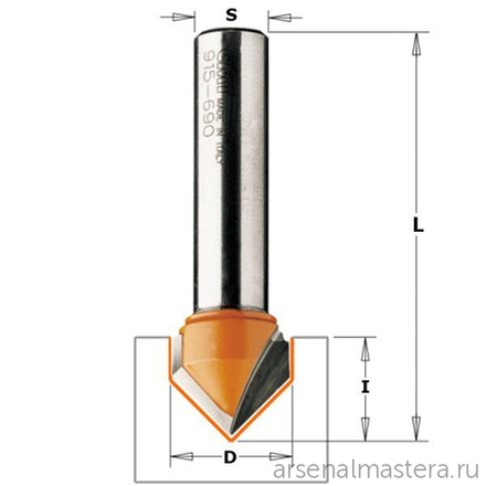 Фреза пазовая c углом 90 гр. монолитная S=8 D=6x8 CMT 915.060.11