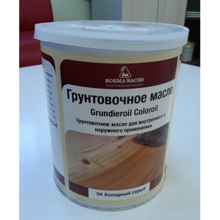 Масляное покрытие для полов и  паркета (грунтовочное масло) Grundierol 1 л цвет 4 холодный серый для внутренних работ Borma R3910-4