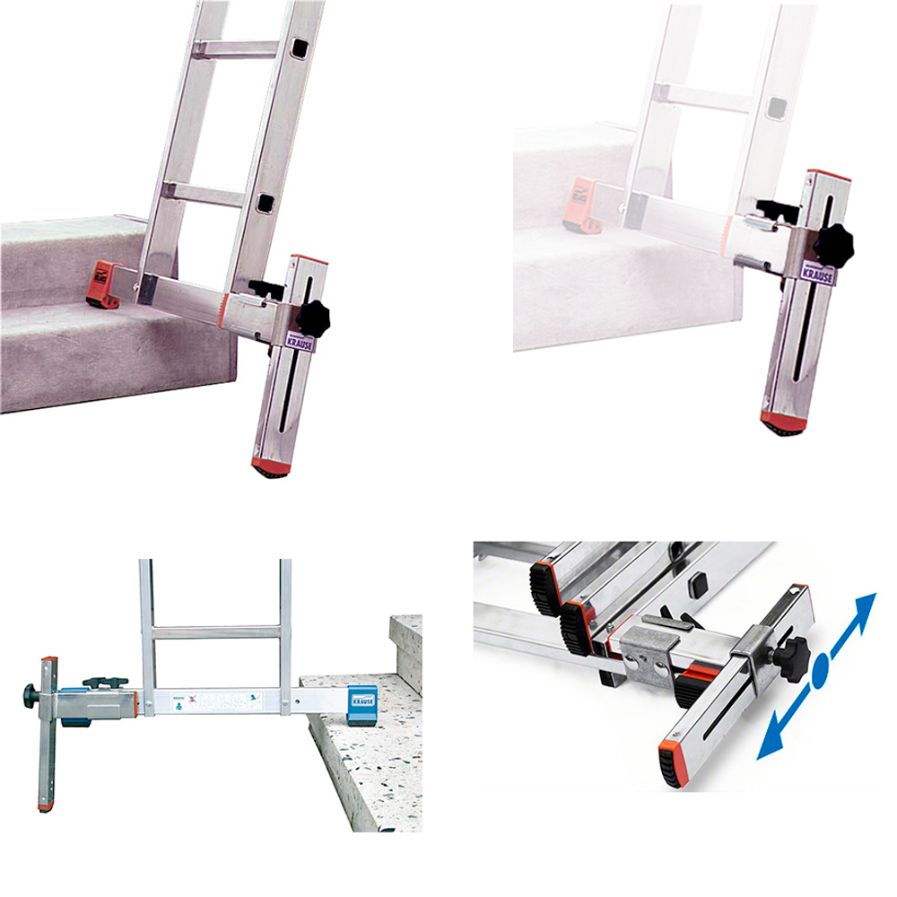 Новинка! Выравниватель уровня траверсы Krause Combi Extras. Стабилизирует устойчивость лестницы, компенсирует видимые неровности поверхности. Регулировка до 230 мм 122285